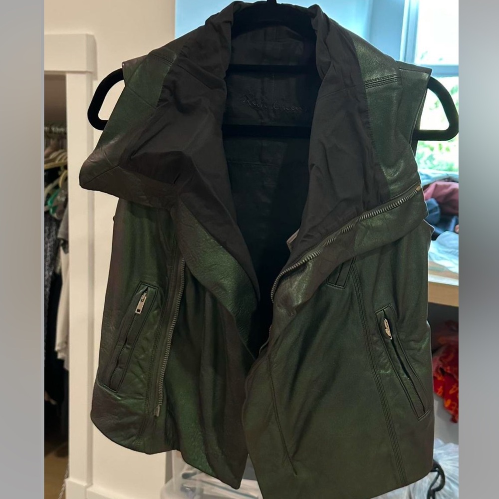 Rick Owen’s Green lamb skin leather vest, size 8